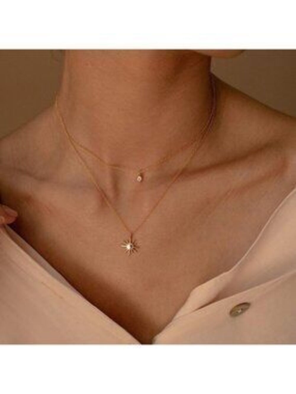 GOLD 14k Gold Plated 2pc Star Necklace Set